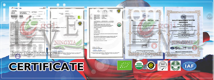 Sertifikat Natural Goji Berry yang baru New Natural Goji Berry certificate